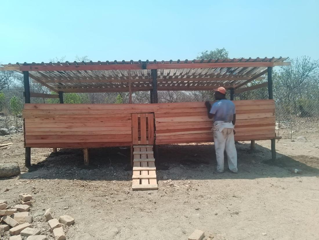 Timber slat cladding, in progress
